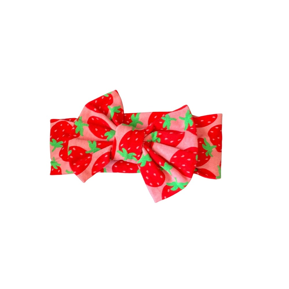 Baby Essentials Strawberry Headwrap Headband Pink Red Bow Baby Toddler Girls